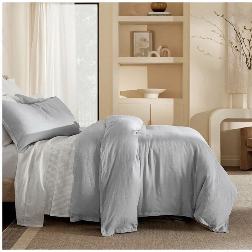 Boll & Branch Linen Duvet Set Full/Queen Blue Shore Luxury $529